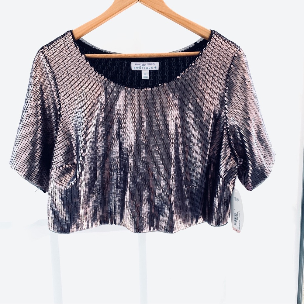 NWT Boutique Ashley Nell Tipton Sequin Crop Top 0X